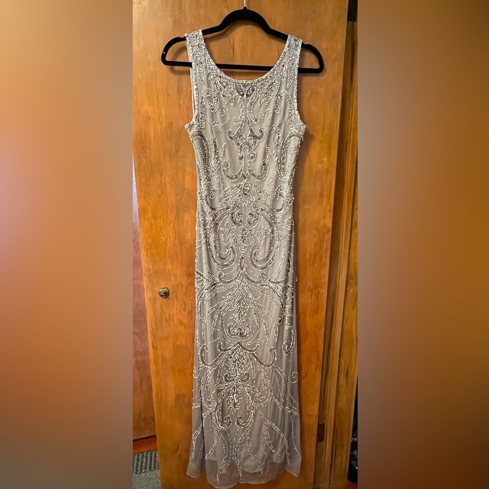 Full Length Grey Beaded Gown